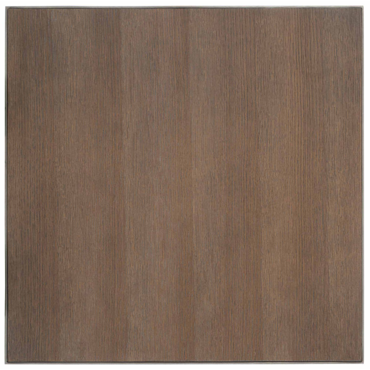Transitional Quartered Oak and Steel Square End Table in Gray/Brown