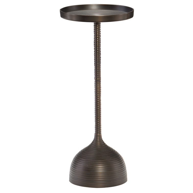 Transitional Cast Aluminum Bronze Round Side Table - 10"x24"