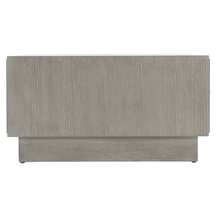 Transitional Cerused Greige Oak Cocktail Table with White Storage Drawers
