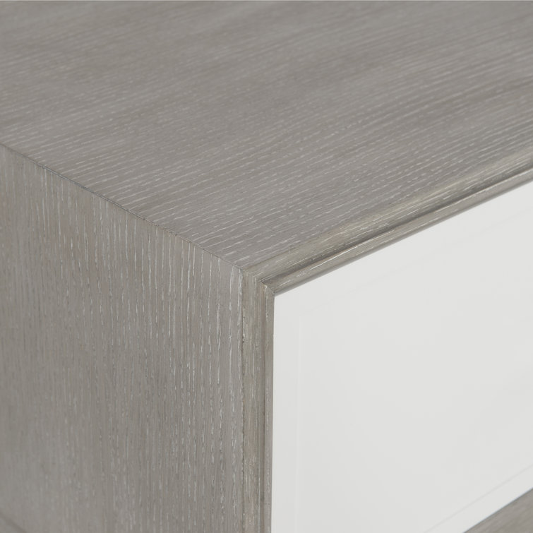 Transitional Cerused Greige Oak Cocktail Table with White Storage Drawers