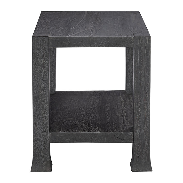 Transitional Berkely Black Rectangular End Table in Carbonized Suar Wood