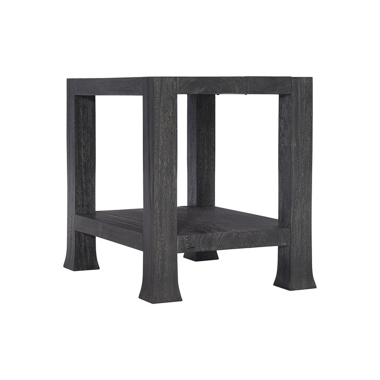 Transitional Berkely Black Rectangular End Table in Carbonized Suar Wood