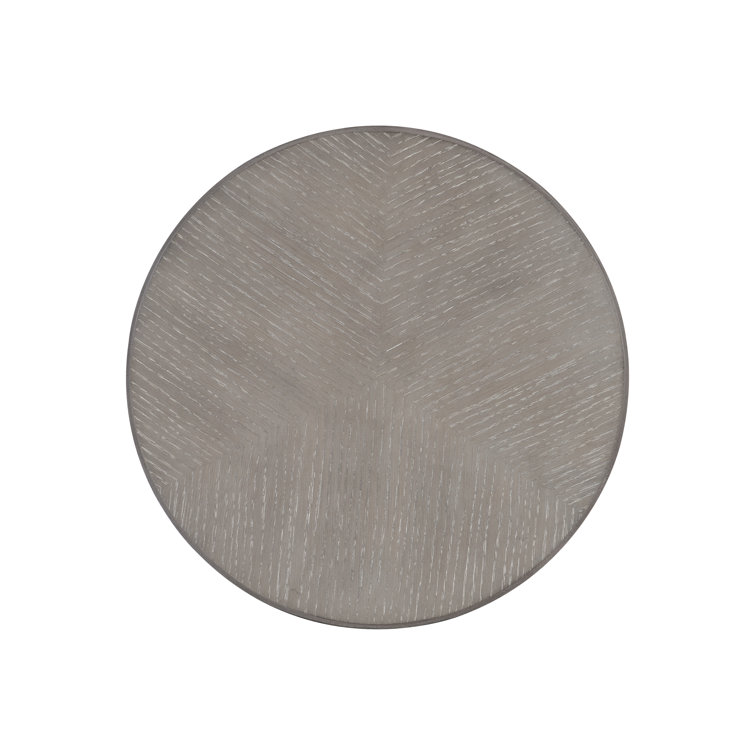 Gray Round Wood Transitional End Table