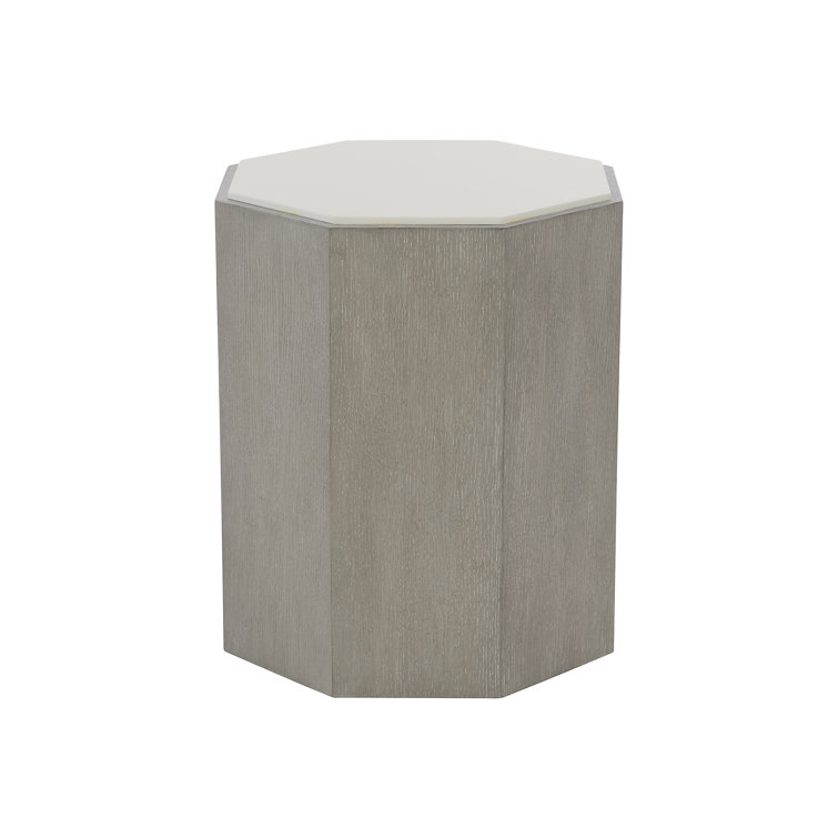 Transitional Octagonal Accent Table in Gray Truffle and White