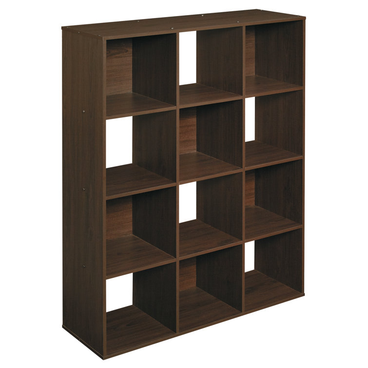 Espresso 12-Cube Laminate Organizer Bookcase