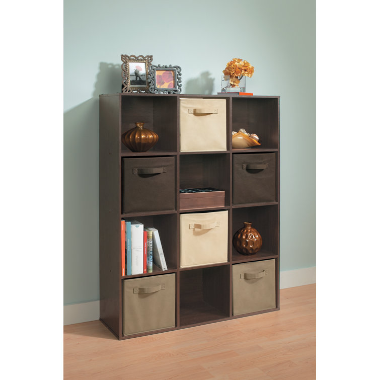Espresso 12-Cube Laminate Organizer Bookcase