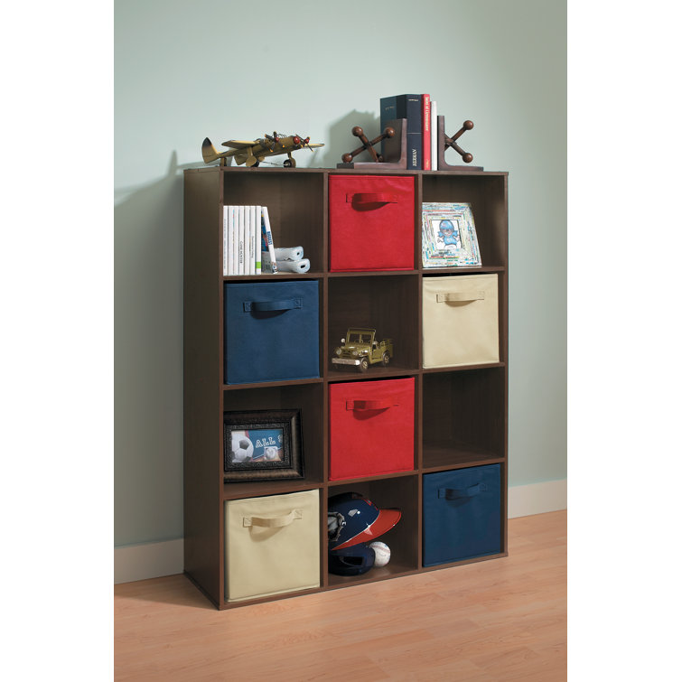 Espresso 12-Cube Laminate Organizer Bookcase