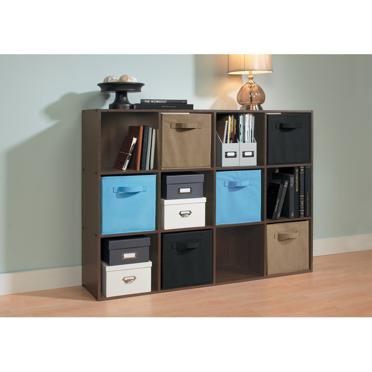 Espresso 12-Cube Laminate Organizer Bookcase