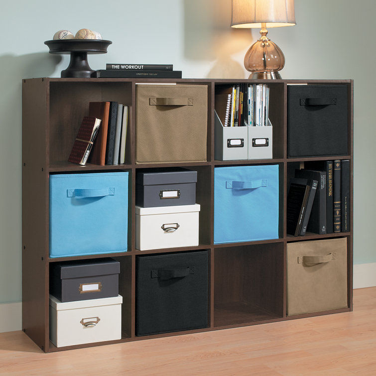 Espresso 12-Cube Laminate Organizer Bookcase