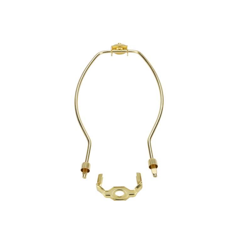 Polished Brass 10" Lamp Harp with Saddle Set