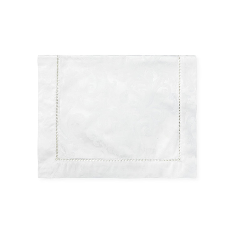 White Cotton Jacquard-Woven Floral Table Runner, 72" x 15"