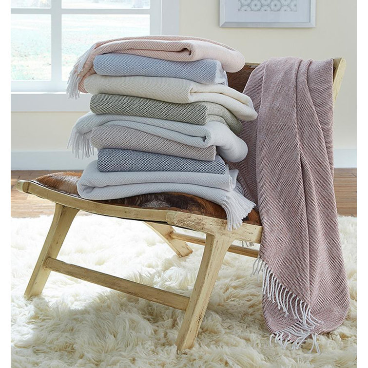 Rustic Gray Cotton Throw with Fringe Detail