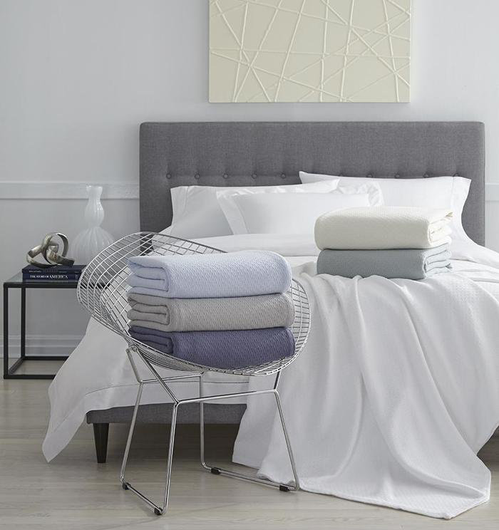 Corino Marine-Inspired White Cotton Full/Queen Blanket