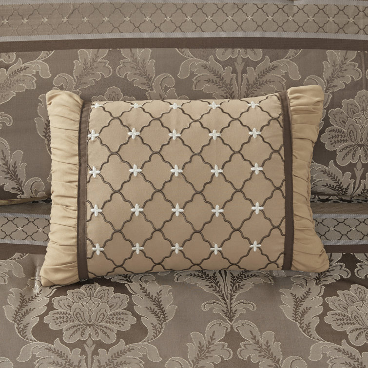 Bellagio Brown and Gold Jacquard King Comforter Set