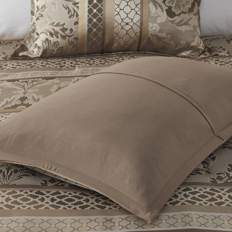Bellagio Brown and Gold Jacquard King Comforter Set