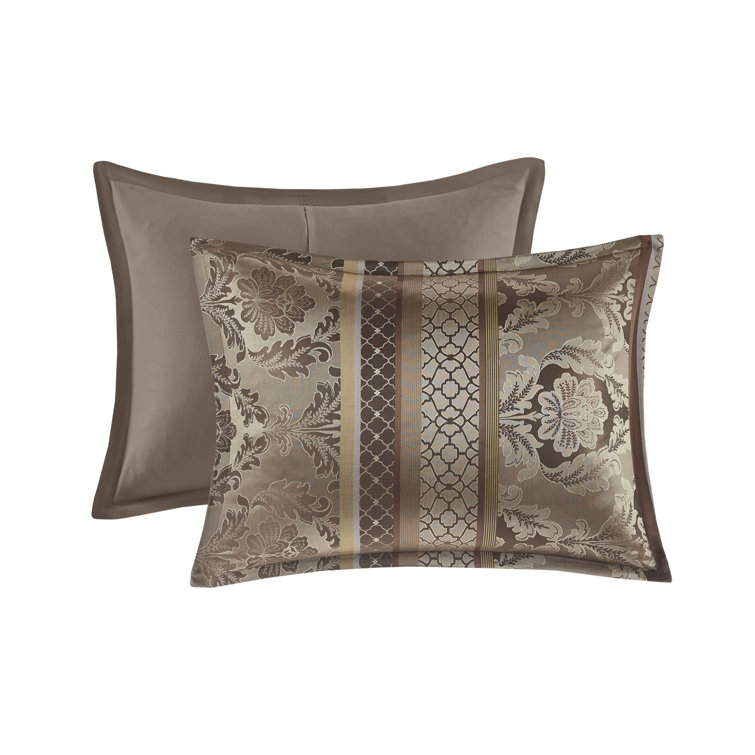 Bellagio Brown and Gold Jacquard King Comforter Set