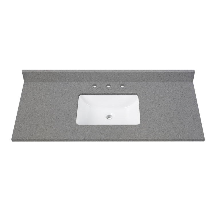 49'' Gray Quartz Single Bathroom Vanity Top with Sink