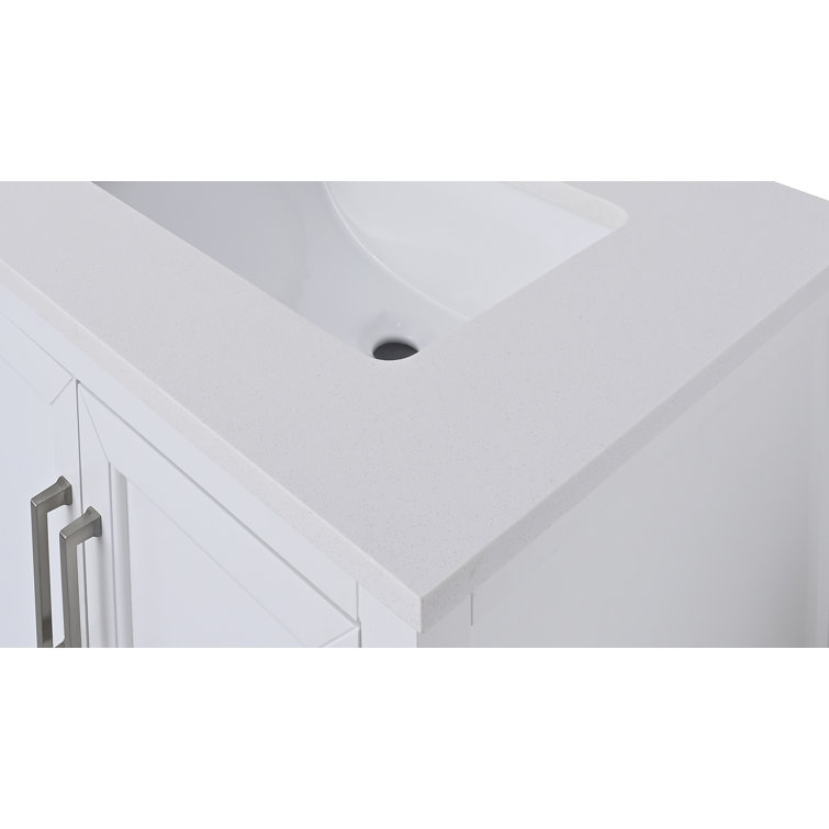 25'' Everest White Quartz Vanity Top with Rectangular Sink