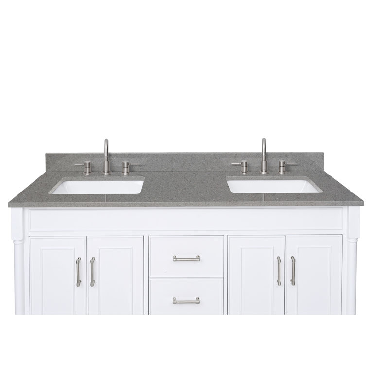 61 In. Lotte Radianz Contrail Matte Quartz Top With Dual Rectangular Sinks
