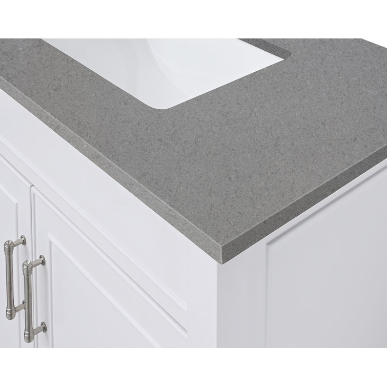 61 In. Lotte Radianz Contrail Matte Quartz Top With Dual Rectangular Sinks