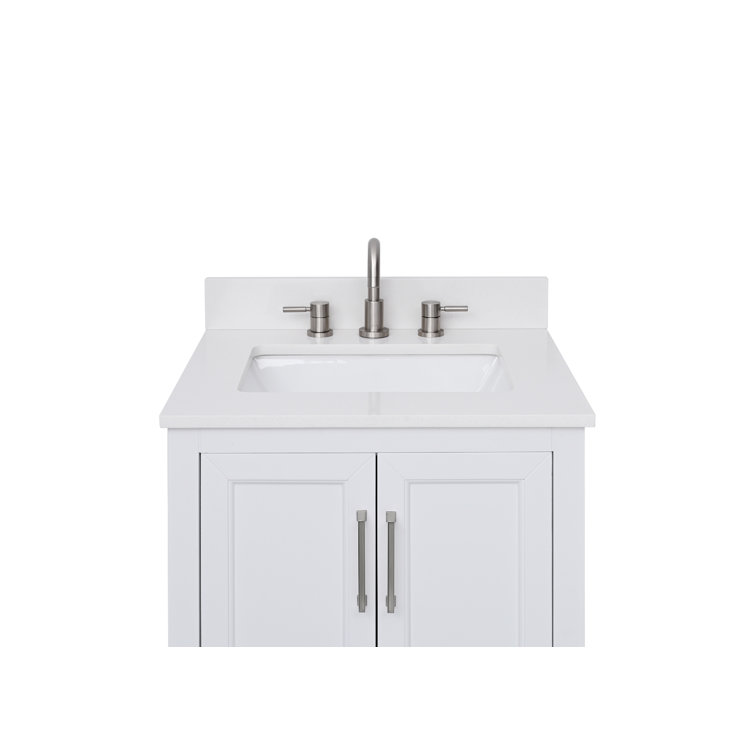 25'' Everest White Quartz Vanity Top with Rectangular Sink