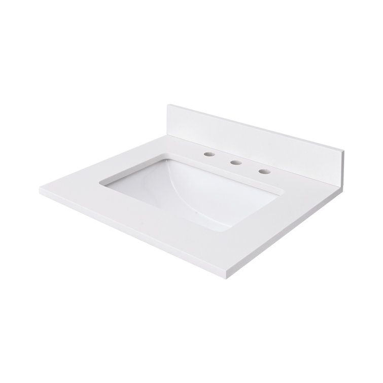 25'' Everest White Quartz Vanity Top with Rectangular Sink