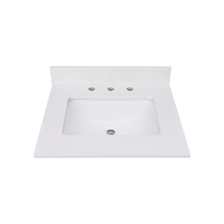 25'' Everest White Quartz Vanity Top with Rectangular Sink