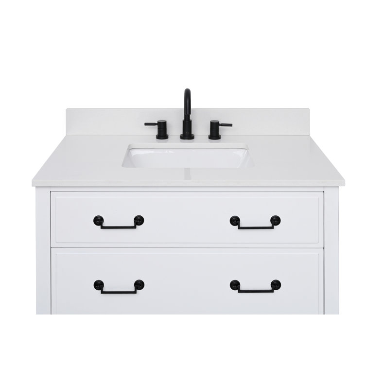 37'' Everest White Quartz Undermount Single Sink Vanity Top