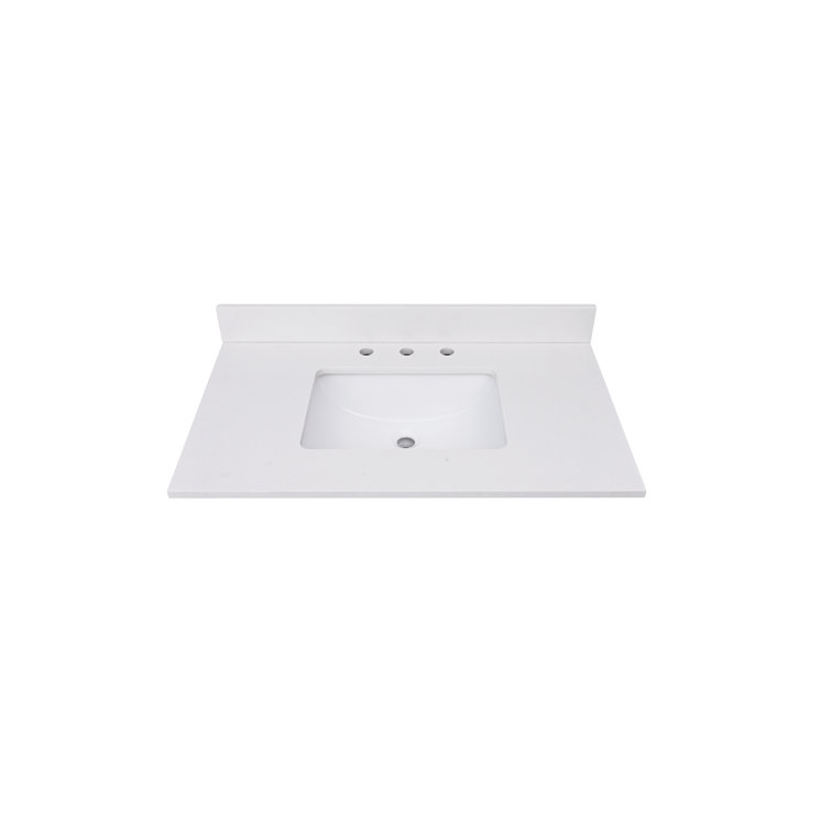 37'' Everest White Quartz Undermount Single Sink Vanity Top