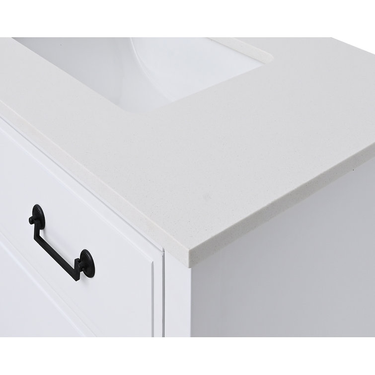 37'' Everest White Quartz Undermount Single Sink Vanity Top