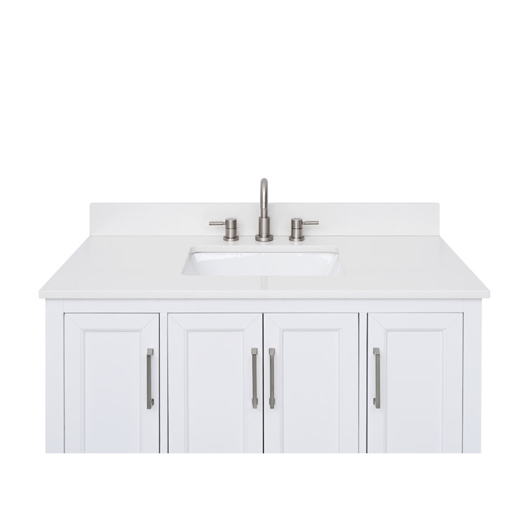 43'' Everest White Quartz Single Sink Bathroom Vanity Top