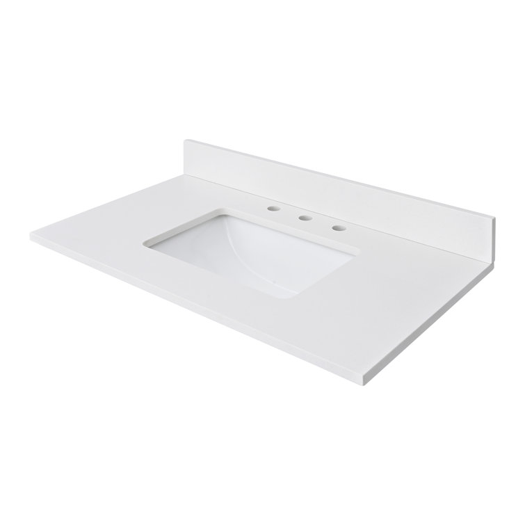 37'' Everest White Quartz Undermount Single Sink Vanity Top