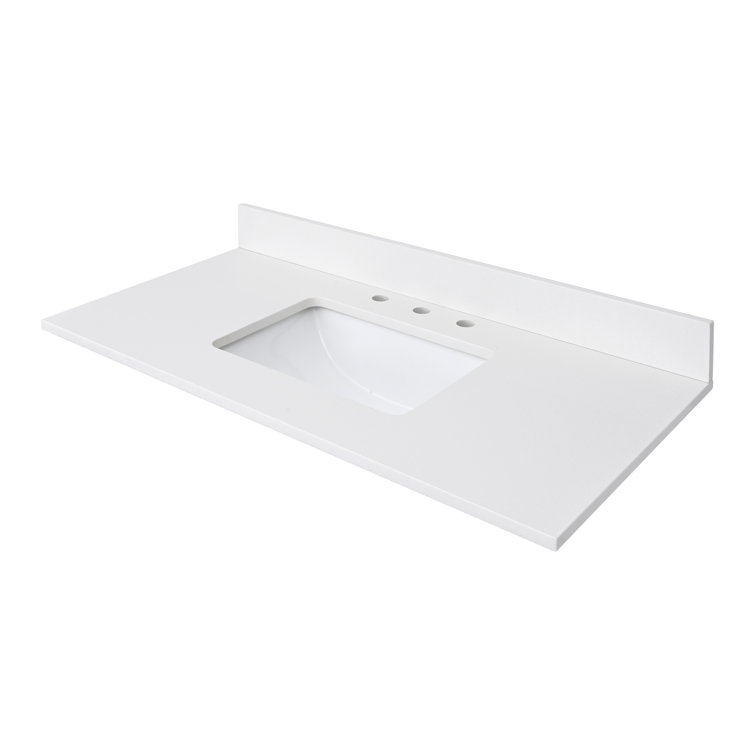 43'' Everest White Quartz Single Sink Bathroom Vanity Top