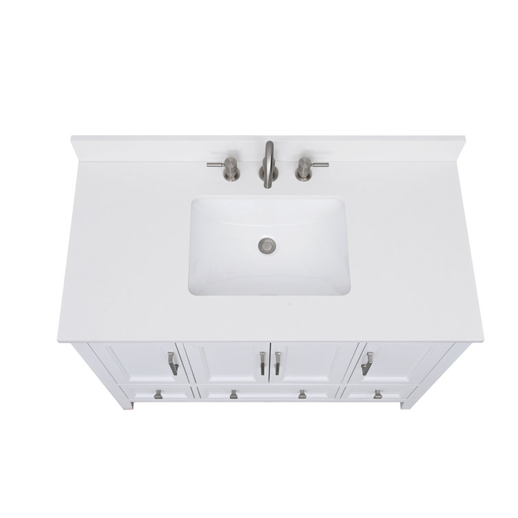 43'' Everest White Quartz Single Sink Bathroom Vanity Top