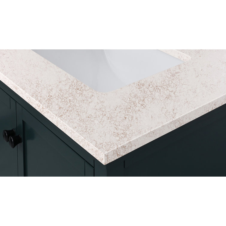 61'' Alluring Quartz Double Sink Vanity Top with Copper Veining