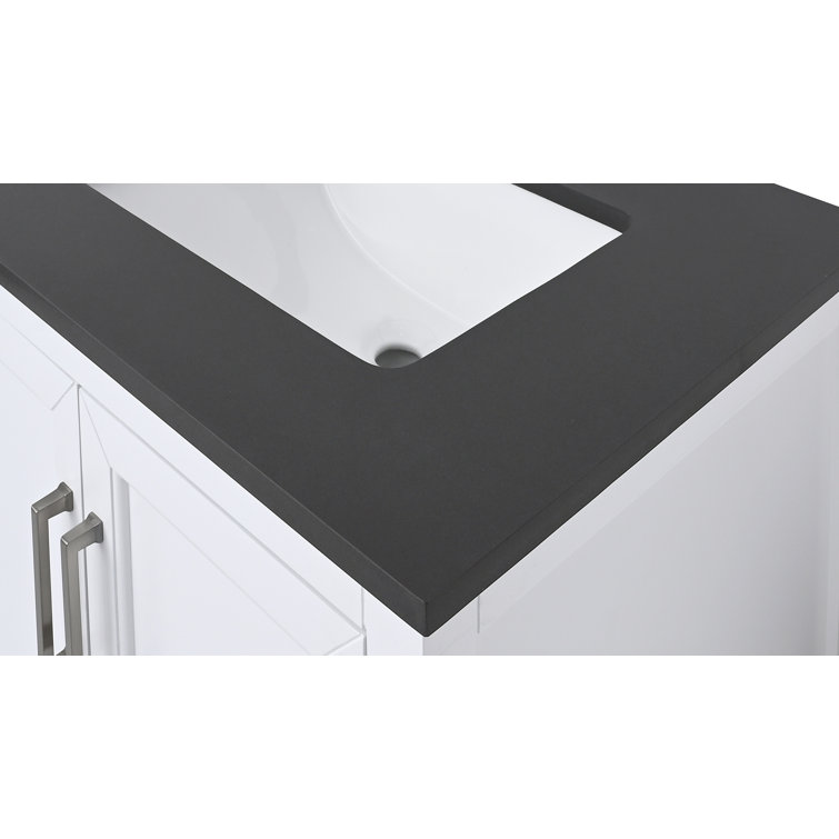25'' Ural Gray Quartz Single Bathroom Vanity Top with Sink