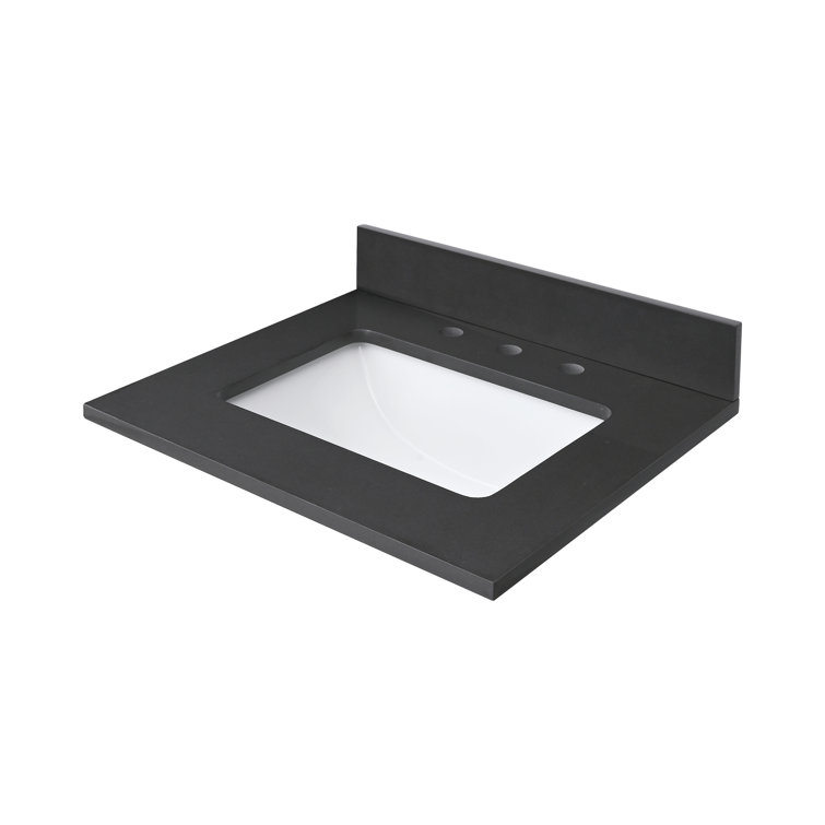 25'' Ural Gray Quartz Single Bathroom Vanity Top with Sink