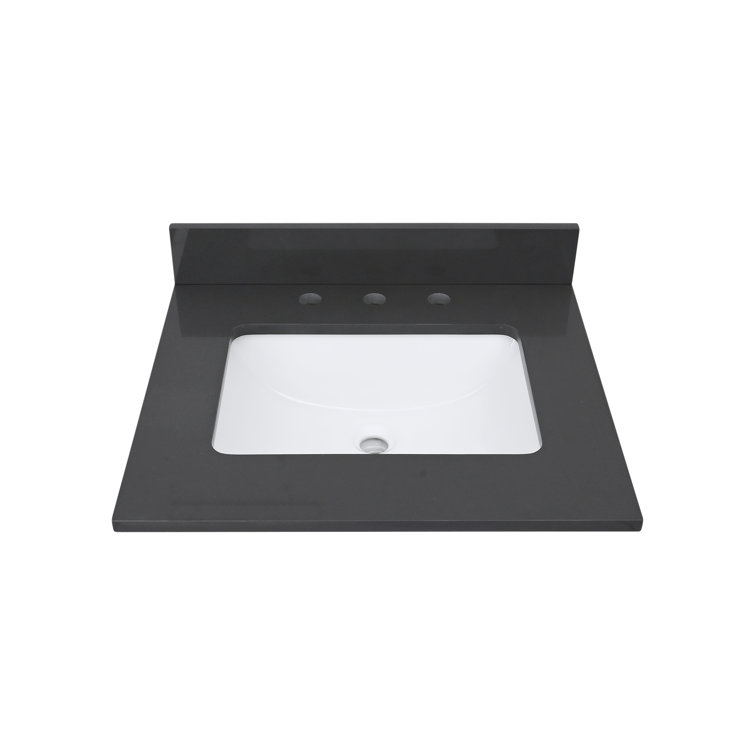 25'' Ural Gray Quartz Single Bathroom Vanity Top with Sink