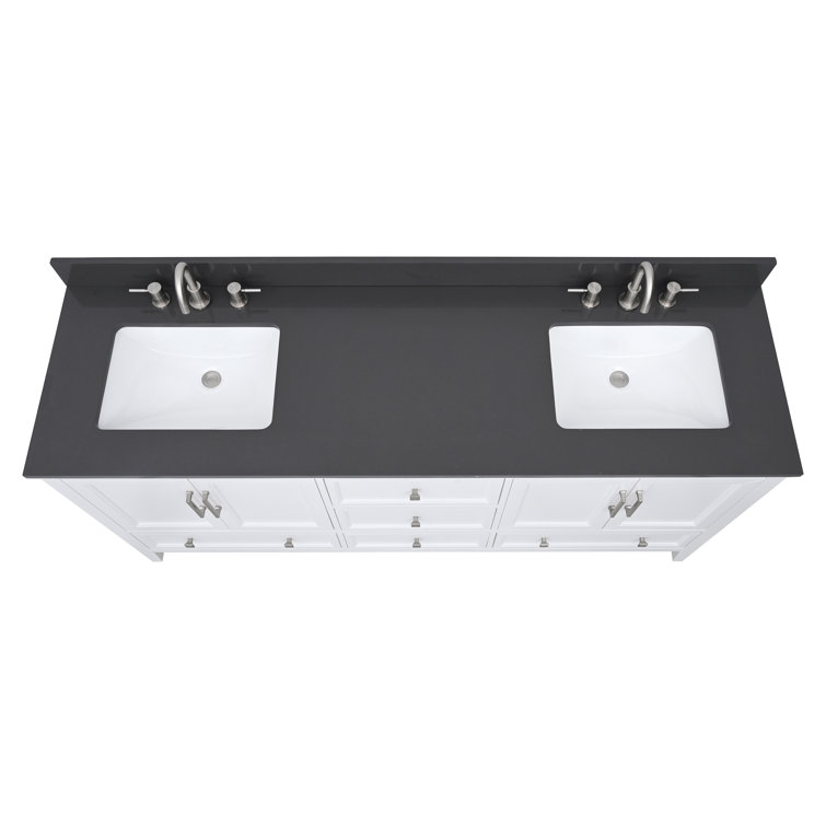 73" Ural Gray Quartz Double Sink Vanity Top