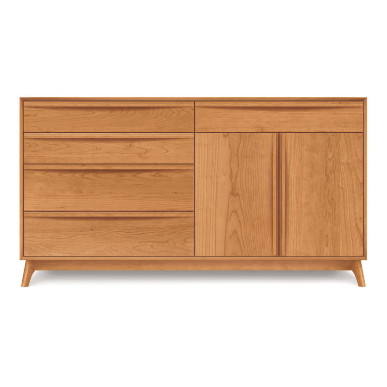 Catalina Mid-Century Cherry Hardwood 2-Door Combo Dresser