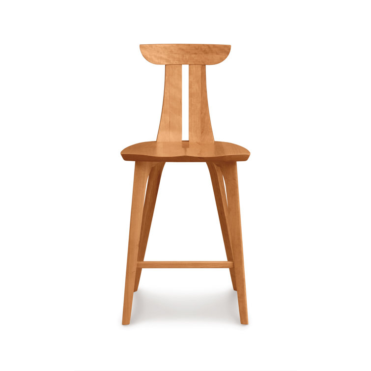 Estelle Natural Cherry Solid Wood Backless Saddle Stool