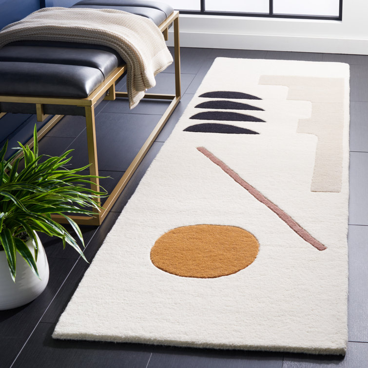 Ivory and Brown Wool Handmade Tufted 3'x5' Area Rug