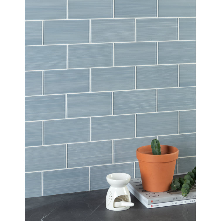 Soft Gray Hand-Painted Glass Mosaic Bathroom Wall Tile