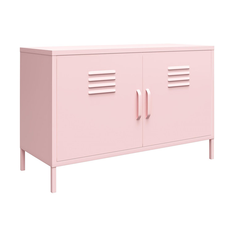 Bashful Pink Metal Locker Accent Cabinet with Adjustable Shelving