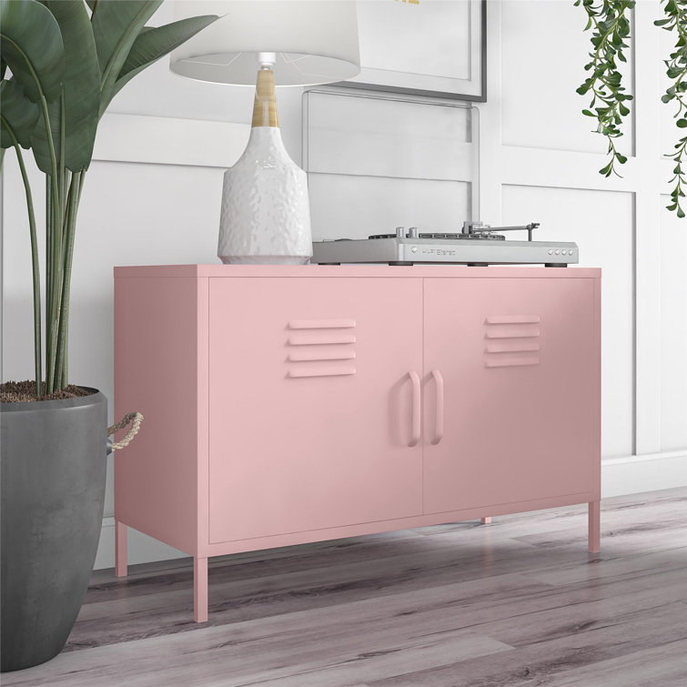 Bashful Pink Metal Locker Accent Cabinet with Adjustable Shelving