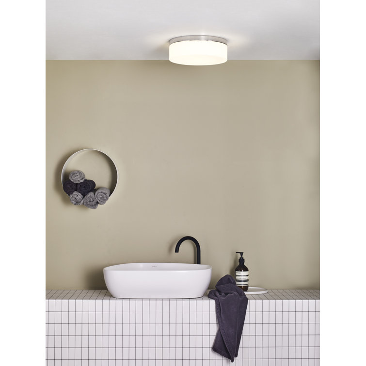 Sabina Polished Chrome Round Ceiling Light with Opal Glass Shade