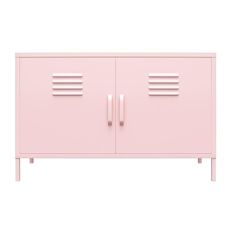 Bashful Pink Metal Locker Accent Cabinet with Adjustable Shelving