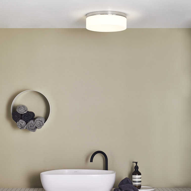 Sabina Polished Chrome Round Ceiling Light with Opal Glass Shade