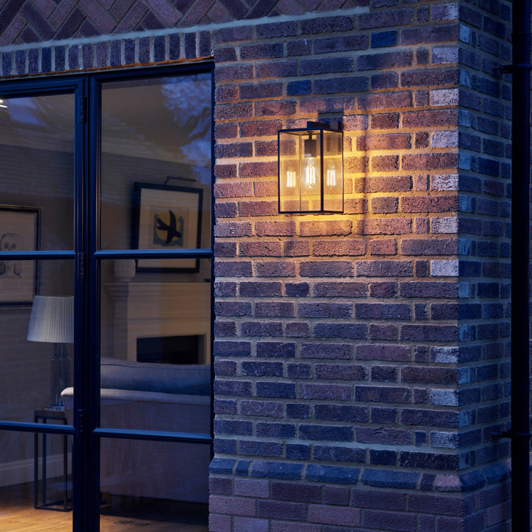 Textured Black Glass Lantern Outdoor Wall Sconce