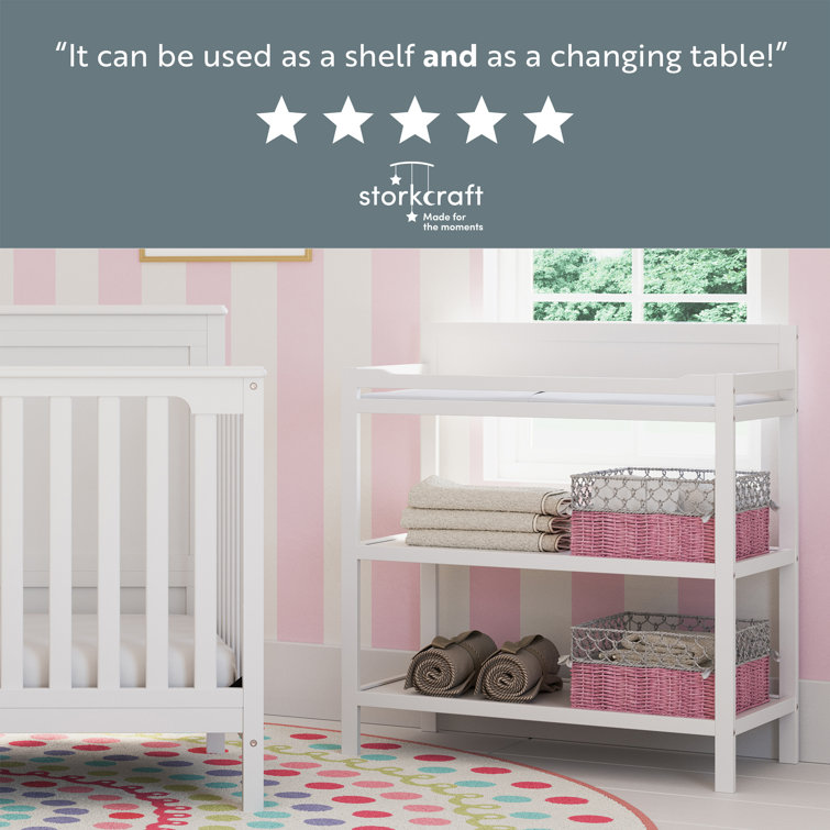 White Modern GREENGUARD Certified Changing Table with Drawers